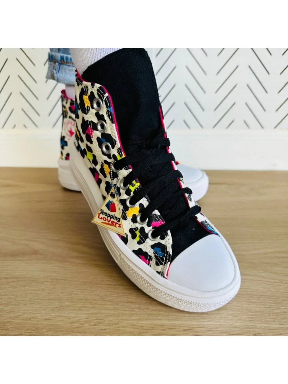 ❤️Converse All Star Ctas Move Hi Kids Shoes 5.5 Platform Leopard Sneaker 272376C